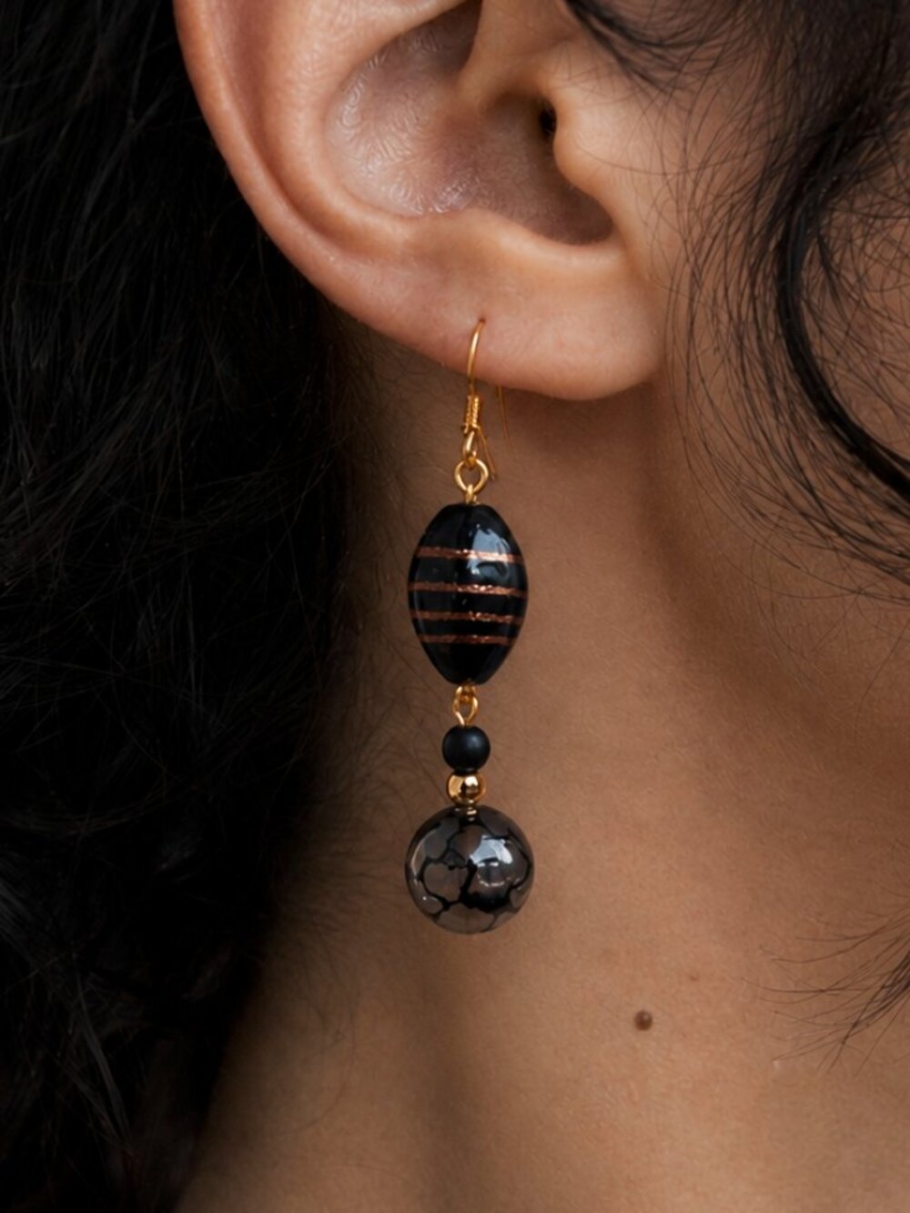 Spiderweb Agate Gold Earrings, Whimsigoth Crystal Earrings, Vintage Inspired